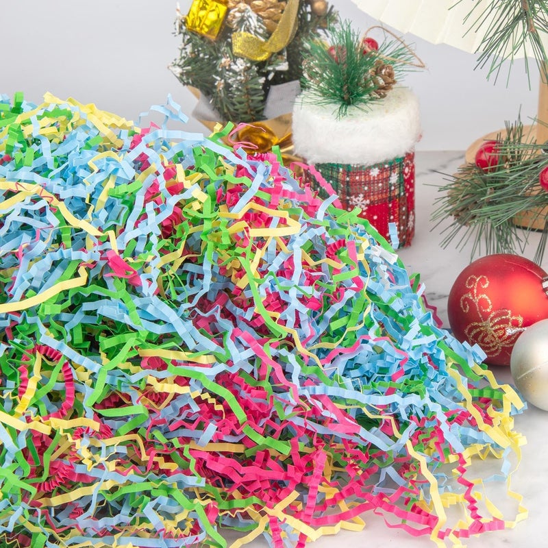 Caleihd 1/2 LB Crinkle Cut Paper Shredded Filler Paper for Gift Baskets Gift Box Confetti Shreds Decoration Stuffing for Birthday, Weddings, Anniversaries, Christmas Wrapping Mixed - Image 3